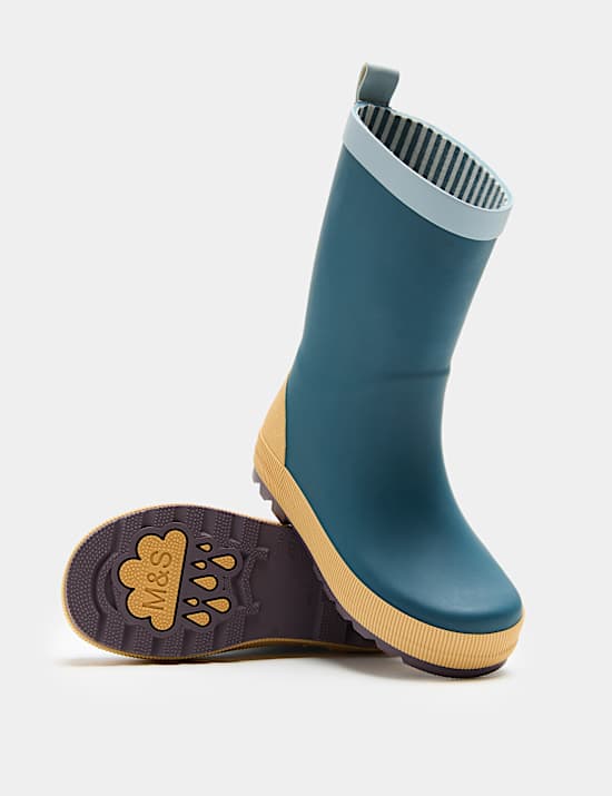 Kids' Colour Block Ribbed Wellies (4 Small - 2 Large)