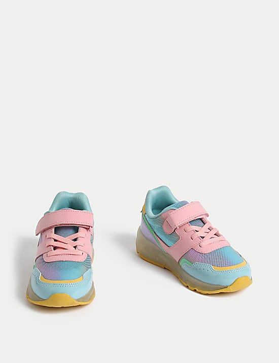 Kids' Light Up Colour Block Riptape Trainers (4 Small - 2 Large)