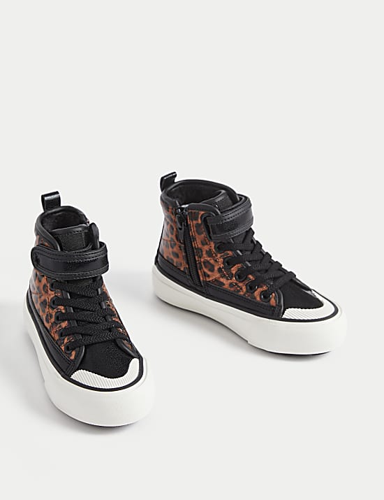 Kids' Freshfeet Animal Print High Top Trainers (4 Small - 6 Large)