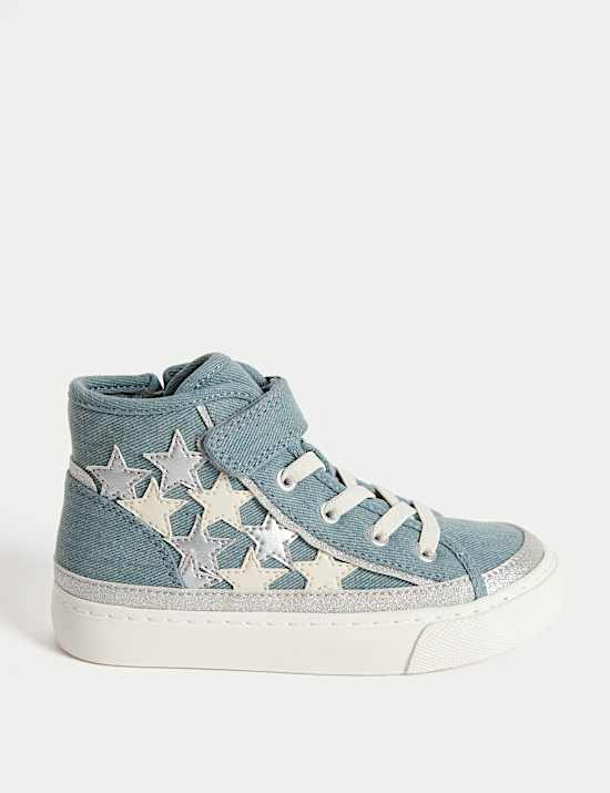 Kids’ Denim Star High Top Trainers (4 Small - 2 Large)