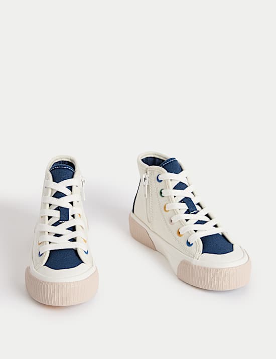 Kids' Canvas Freshfeet&trade; High Top Trainers (4 Small - 7 Large)