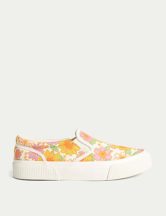 Kids' Canvas Floral Slip-on Pumps