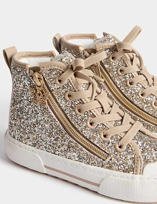 Kids' Glitter High Top Trainers (4 Small - 6 Large)