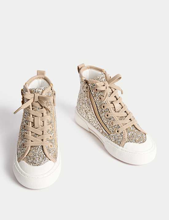 Kids' Glitter High Top Trainers (4 Small - 6 Large)