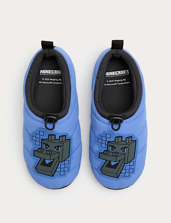 Gewatteerde kinderpantoffels met Minecraft™-motief (maat 33-40,5)