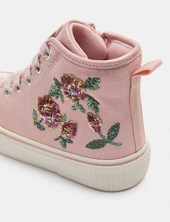 Sparkly Floral High Top Trainers (4 Small-2 Large)