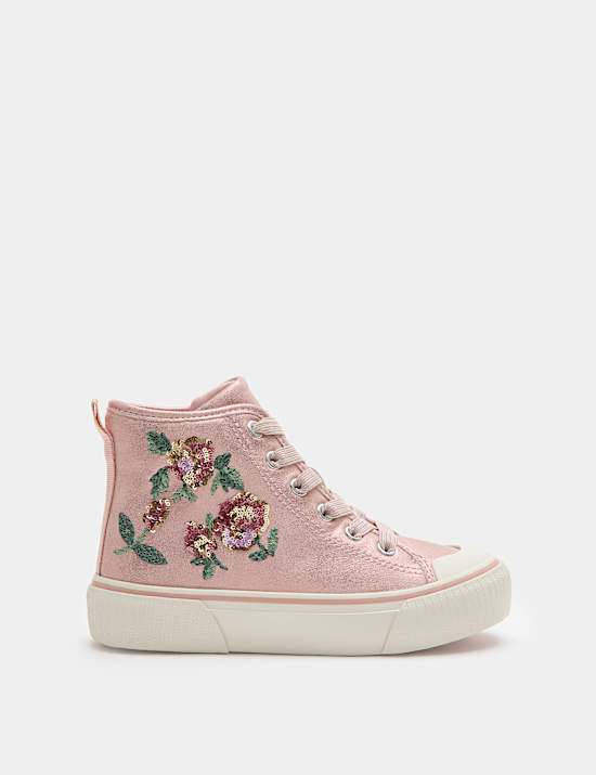 Sparkly Floral High Top Trainers (4 Small-2 Large)