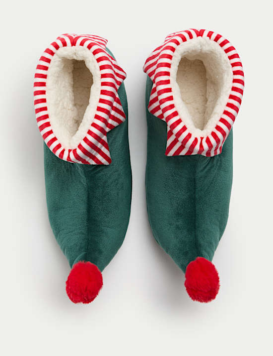 Zapatillas estilo bota navideñas con elfo (10 pequeño-7 grande)