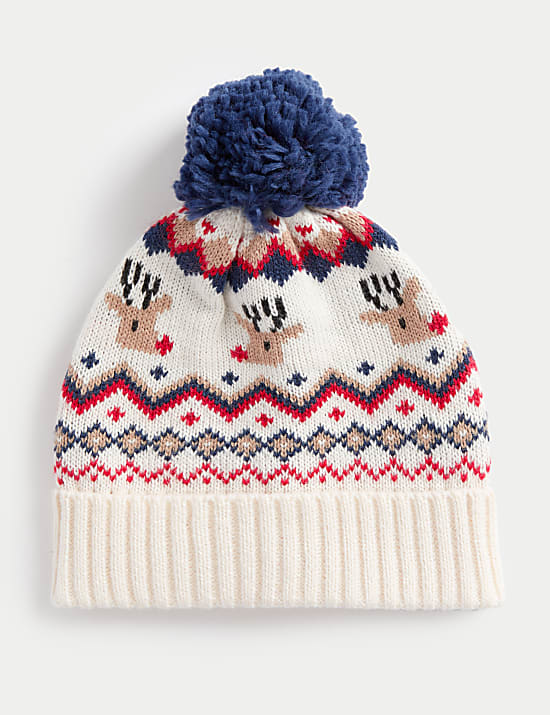 Kids' Fair Isle Reindeer Winter Hat (1-13 Yrs)