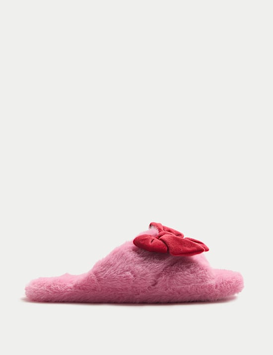 Hausschuhe für Kinder mit Kunstpelz und Schleife (33–39,5)