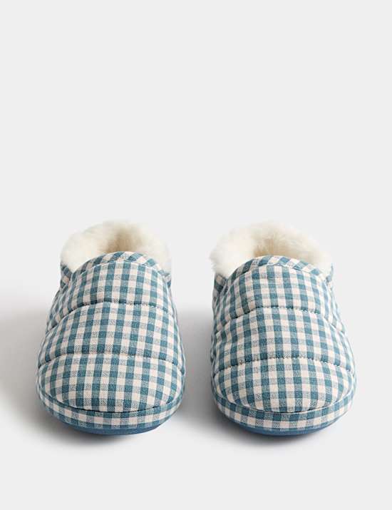 Kids' Checked Heart Elastic Back Slippers (4 Small - 2 Large)
