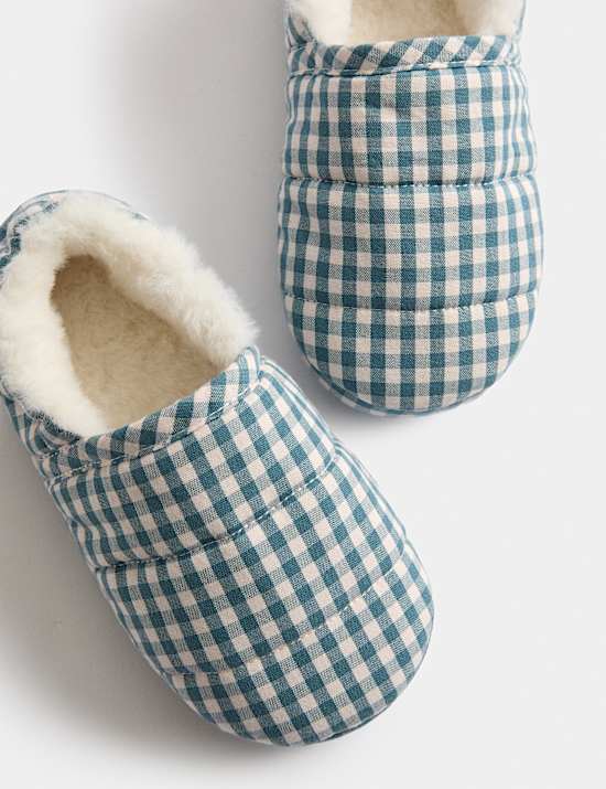 Kids' Checked Heart Elastic Back Slippers (4 Small - 2 Large)