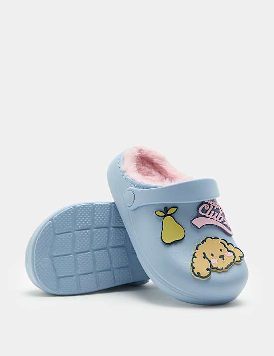 Sabots enfant avec badge et doublure en fausse fourrure (du 20,5 au 34,5)