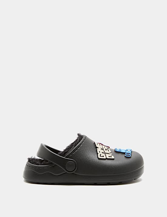Kids' Badged Faux Fur Lined Clogs (4 Small - 2 Large)
