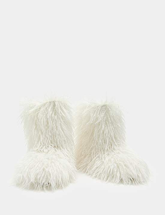 Kids' Tall Fur Slipper Boots (10 Small - 7 Large)
