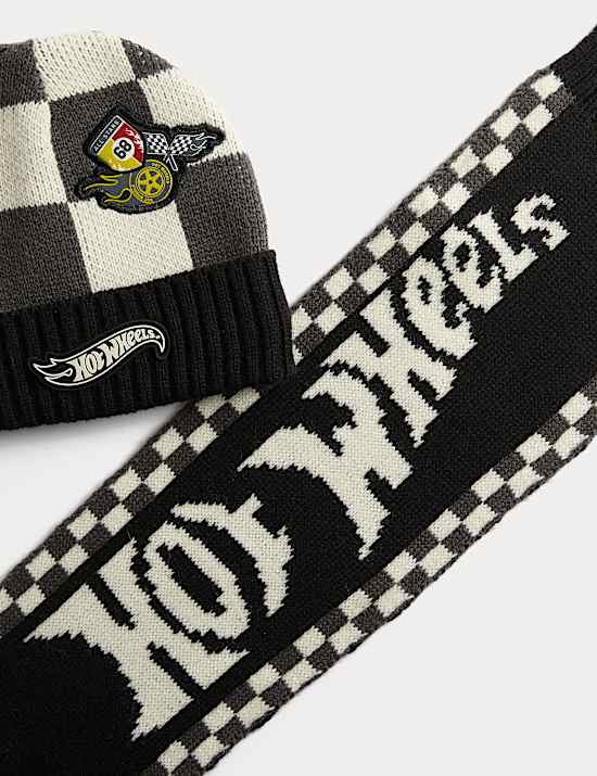 Kids' Hot Wheels™ Logo Hat, Scarf and Mitten Set (1-13 Yrs)