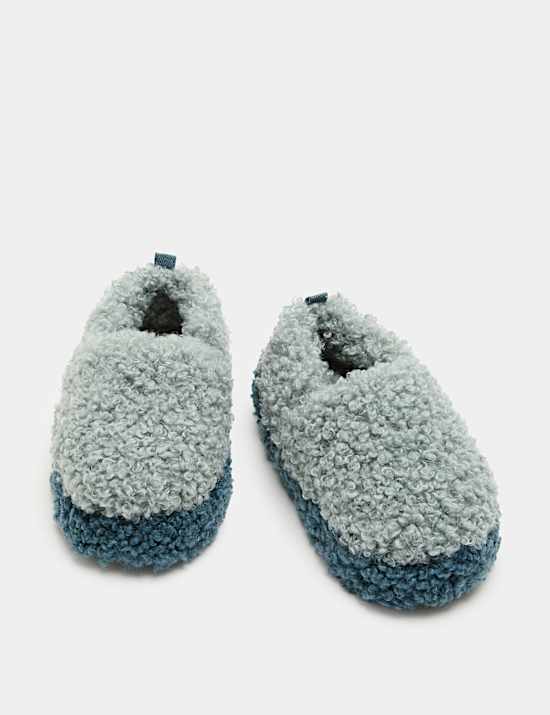 Kids&rsquo; Faux Fur Colour Block Slippers (10 Small-6 Large)