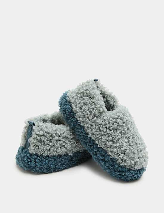 Kids&rsquo; Faux Fur Colour Block Slippers (10 Small-6 Large)