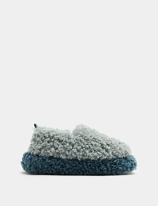 Kids&rsquo; Faux Fur Colour Block Slippers (10 Small-6 Large)