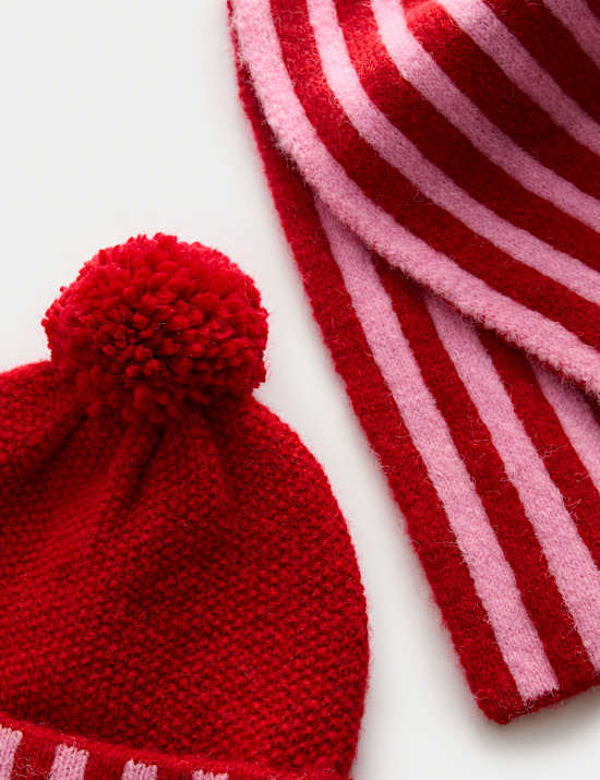 Kids’ Striped Hat, Scarf and Gloves Set (3-13 Yrs)