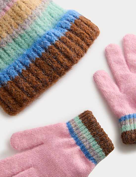 Kids' Stripe Hat, Scarf and Gloves Set (3-13 Yrs)