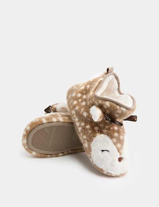 Kids' Christmas Reindeer Slipper Boots (4 Small-7 Large)