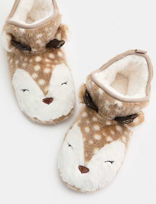 Kids' Christmas Reindeer Slipper Boots (4 Small-7 Large)