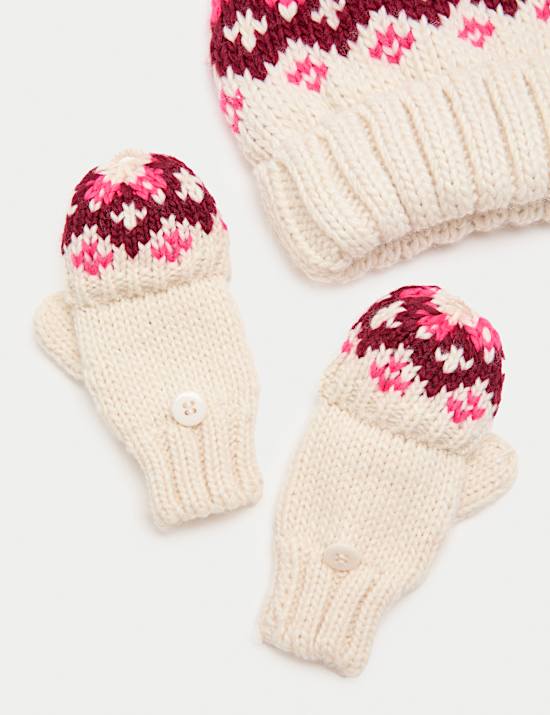 2pc Patterned Hat and Glove Set (3-13 Yrs)
