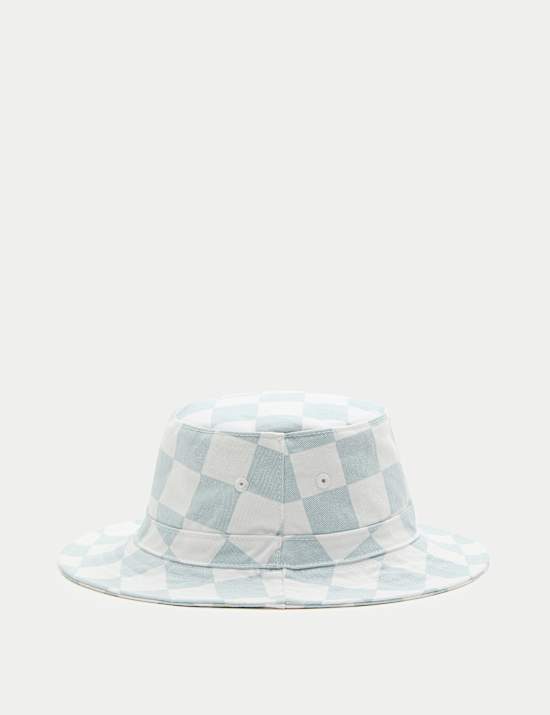 Gorro de pescador infantil 100% algod&oacute;n con dise&ntilde;o de tablero de ajedrez (1-13 a&ntilde;os)