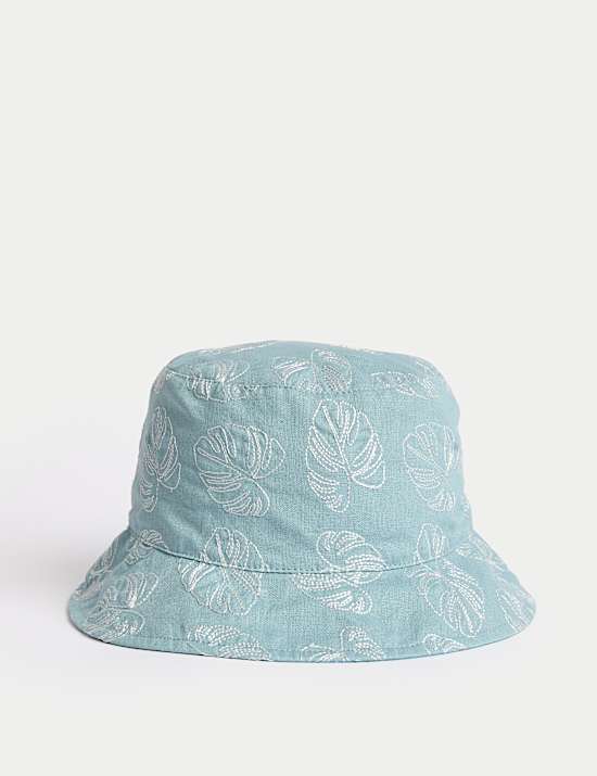 Kids' Cotton Rich Embroidered Leaf Sun Hat (1-13 Yrs)
