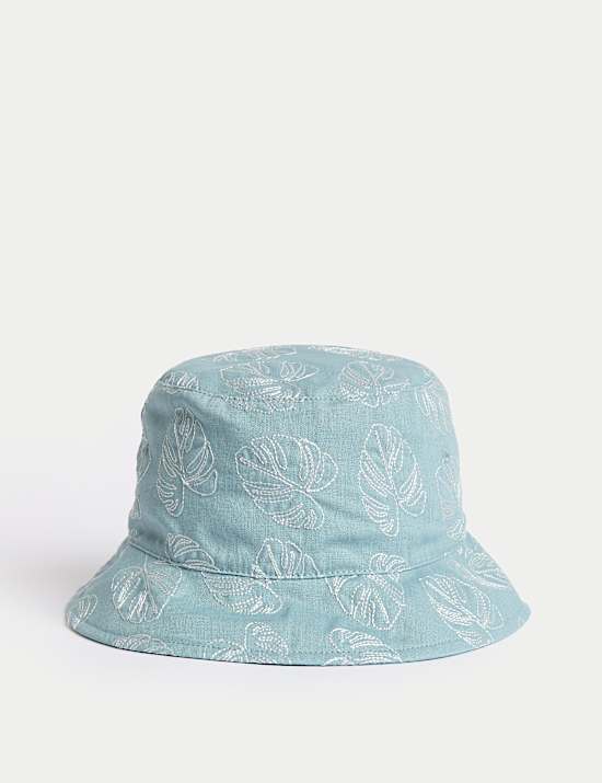 Kids' Cotton Rich Embroidered Leaf Sun Hat (1-13 Yrs)