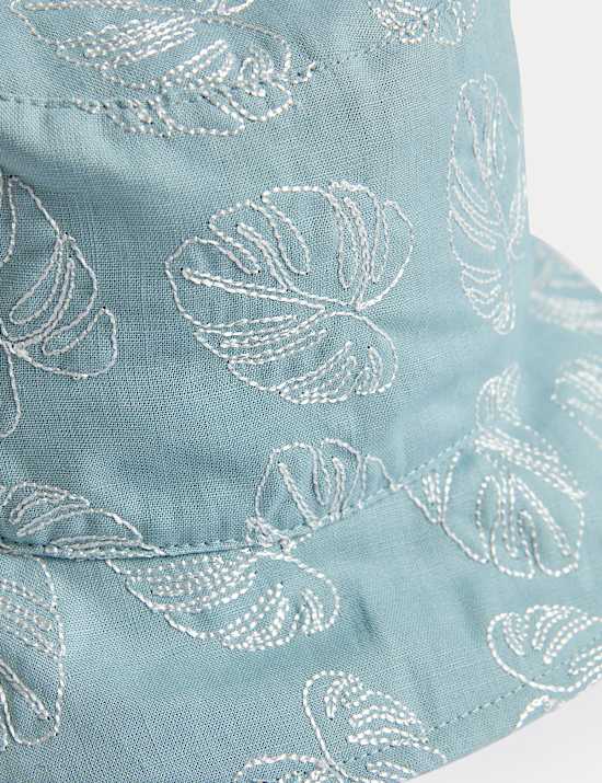 Kids' Cotton Rich Embroidered Leaf Sun Hat (1-13 Yrs)