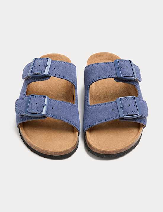 Kids' Suede Double Buckle Footbed Sandals (3 Large-7 Large)