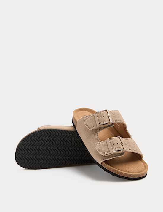Kids' Suede Double Buckle Footbed Sandals (3 Large-7 Large)