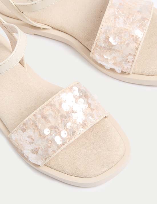 Kids' Sequin Strap Sandals (10 Small - 6 Large)