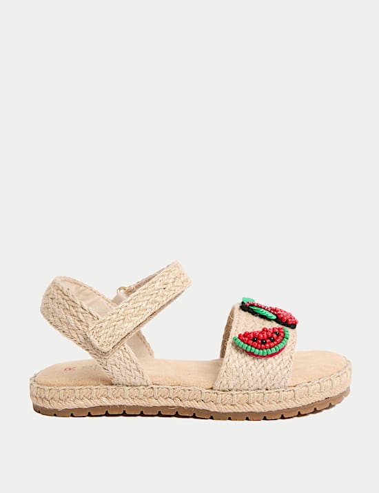 Παιδικά πέδιλα με φρούτα, χάντρες και σόλα από raffia (4 Small - 2 Large)