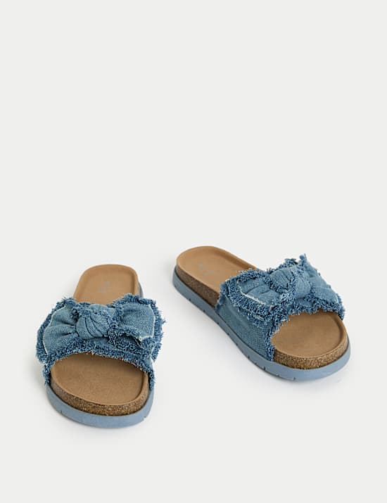 Mules enfants en toile avec nœud (du 33 au 39,5)