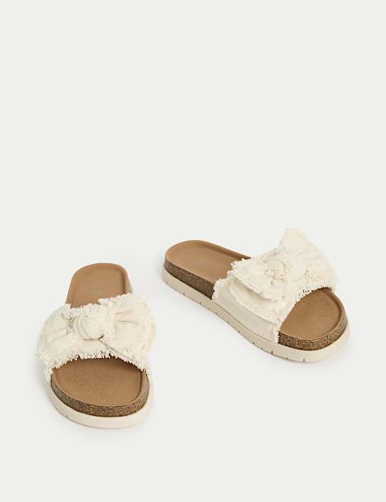 Kids' Canvas Bow Sliders (1 Large - 6 Large)