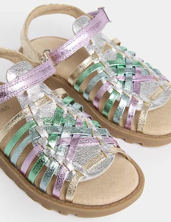 Kids' Metallic Strappy Sandals (4 Small-2 Large)