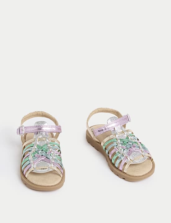 Kids' Metallic Strappy Sandals (4 Small-2 Large)