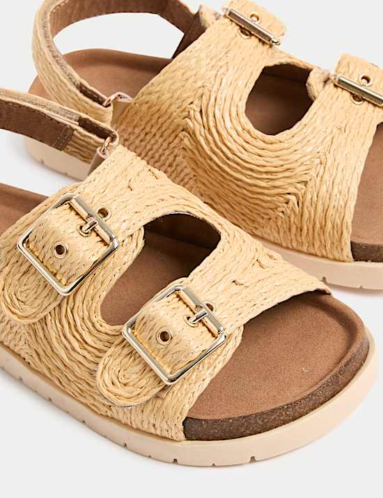 Sandales enfants unies avec assise plantaire et double boucle (du 20,5 au 39,5)