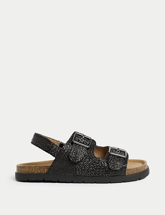 Kids' Plain Double Buckle Footbed Sandals (4 Small - 6 Large)