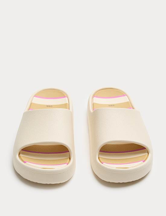 Kids' Striped Footbed Sliders (10 Small - 7 Large)