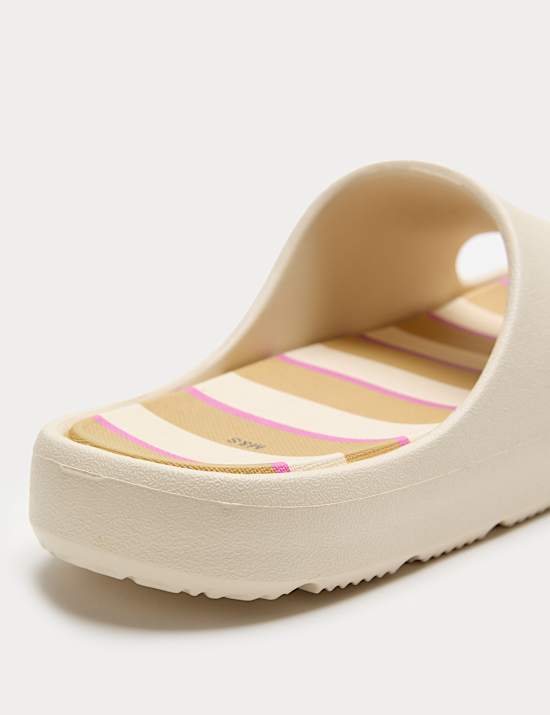 Kids' Striped Footbed Sliders (10 Small - 7 Large)