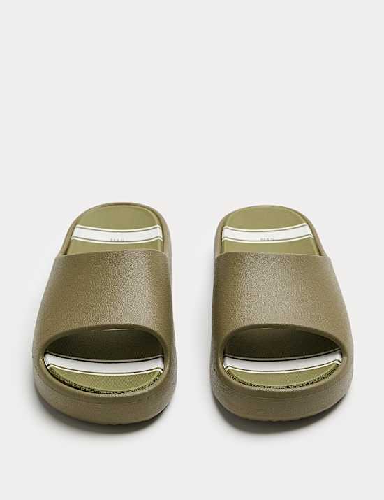 Kids' Striped Footbed Sliders (10 Small - 7 Large)