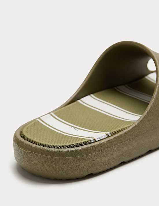 Kids' Striped Footbed Sliders (10 Small - 7 Large)