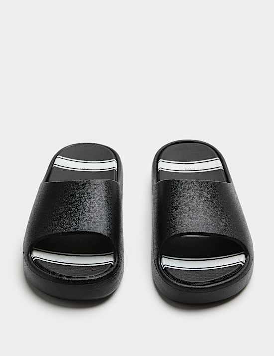Kids' Striped Footbed Sliders (10 Small - 7 Large)