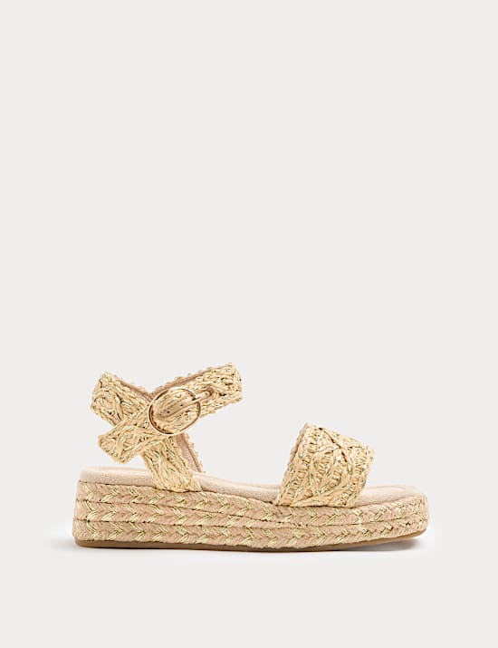 Kids' Raffia Wedge Sandals (10 Small - 6 Large)