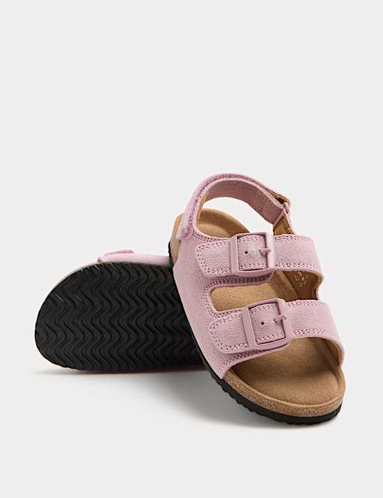 Kids' Suede Double Buckle Footbed Sandals (4 Small-2 Large)
