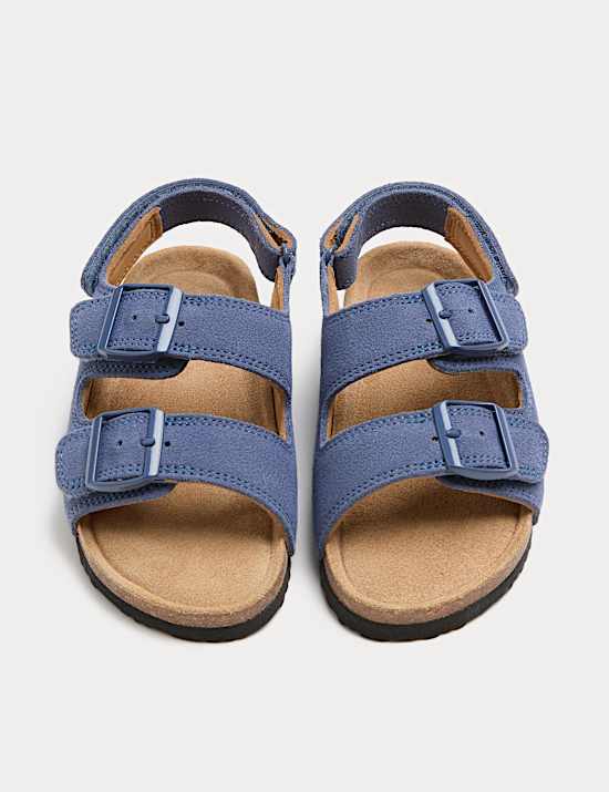 Kids' Suede Double Buckle Footbed Sandals (4 Small-2 Large)